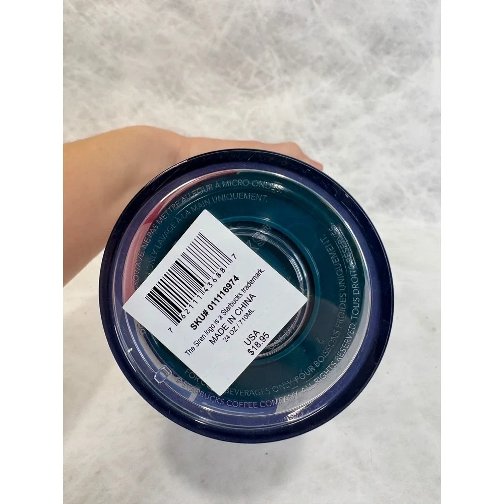 Starbucks San Francisco Painted Ladies Dogs Cold Cup Tumbler 24oz Teal Mint‎ Lid